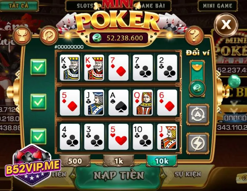 Quy tắc chơi Mini Poker đơn giản, dùng bài 52 lá để tham gia